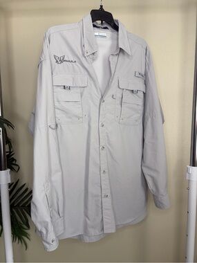 Columbia PFG Omni-Shade Vented Fishing Shirt Gray Men's L
